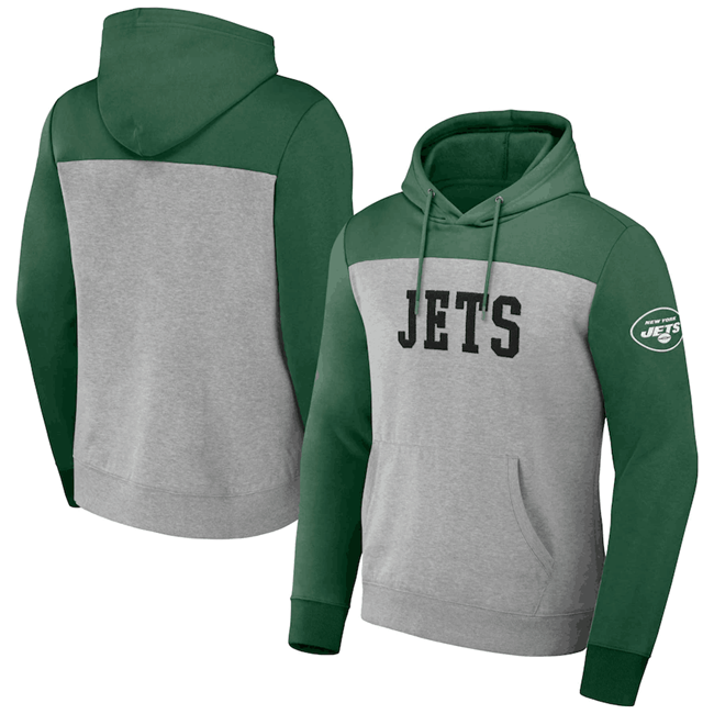 Men's New York Jets x Darius Rucker Collection Heather Gray Colorblock Pullover Hoodie